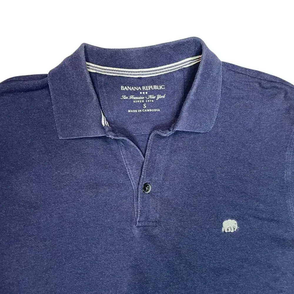 Banana Republic Polo Shirt Blue Small Short Sleeve Cotton